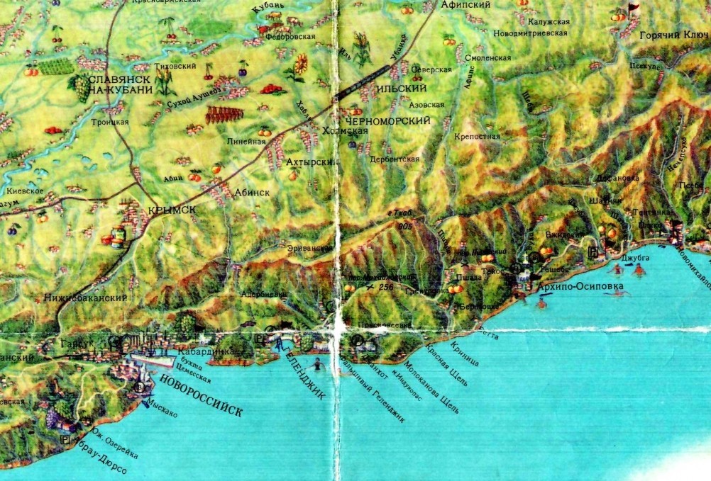 Карта черноморского побережья кавказа подробная с городами и поселками