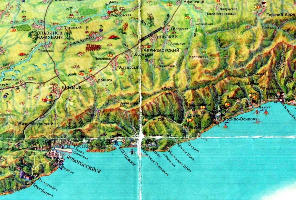 Карта черноморского побережья Кавказа, Следы СССР, курорты СССР