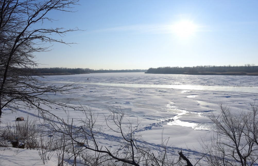 Стрелка Дона и Аксая в самый холодный день в году