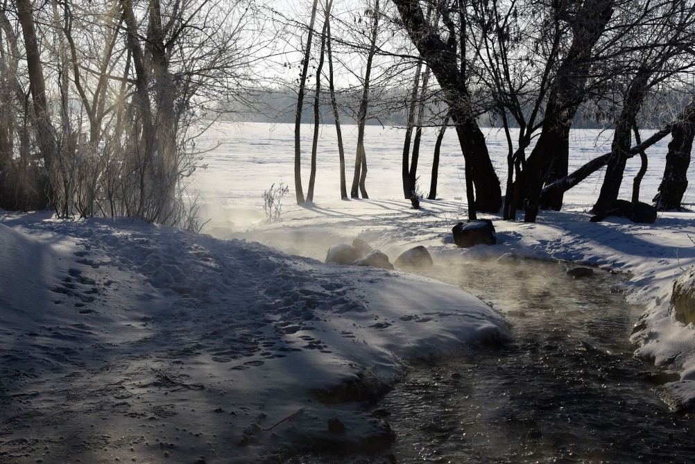 Стрелка Дона и Аксая в самый холодный день в году