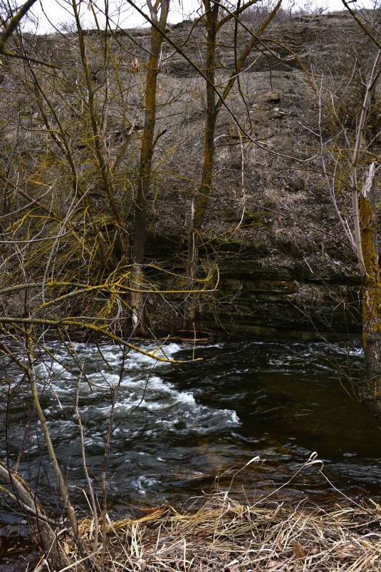 Гребля у скалы на реке Быстрой