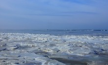 Чумбур-Коса, льды и торосы
