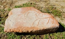 Выставка "Кирпичный вопрос" в Азовском историко-археологическом и палеонтологическом музее-заповеднике.  Всадник на кирпиче, Чумбур-коса.