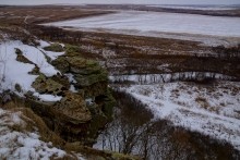 Дальние скалы, Садковские скалы, Зайцевские скалы. Зимой на берегу Кундрючьей