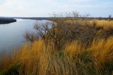 Глиняные скалы на Северском Донце и окопы над рекой.