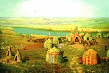 Половецкий стан на месте Азова. Художник С.Ф. Сенкевич