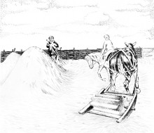 Мастерская каменотесов у хутора Скельновского. Здесь изготавливали каменные катки для молотьбы.