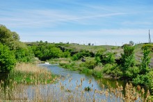Висячий мост над рекой Кундрючьей в хуторе Голубинка