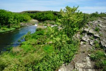 Висячий мост над рекой Кундрючьей в хуторе Голубинка
