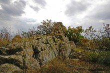 Выходы розового песчаника в долине реки Калитвы