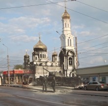 Подбитый танк КВ на Соборной площади