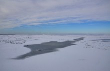 Ветровой нагон льда в Таганрогском заливе у села Займо-Обрыв