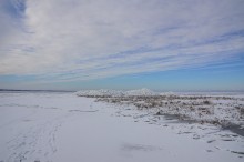 Ветровой нагон льда в Таганрогском заливе у села Займо-Обрыв