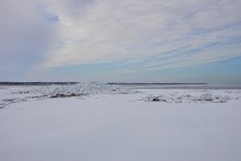 Ветровой нагон льда в Таганрогском заливе у села Займо-Обрыв