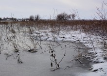 Ветровой нагон льда в Таганрогском заливе у села Займо-Обрыв
