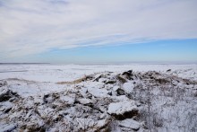 Ветровой нагон льда в Таганрогском заливе у села Займо-Обрыв