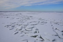 Ветровой нагон льда в Таганрогском заливе у села Займо-Обрыв