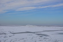 Ветровой нагон льда в Таганрогском заливе у села Займо-Обрыв