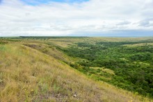 Лесная долина в окружении холмов на реке Быстрой