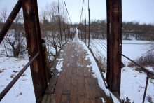 Подвесные мосты на реке Быстрой в хуторе Михайлов и посёлке Быстрогорском